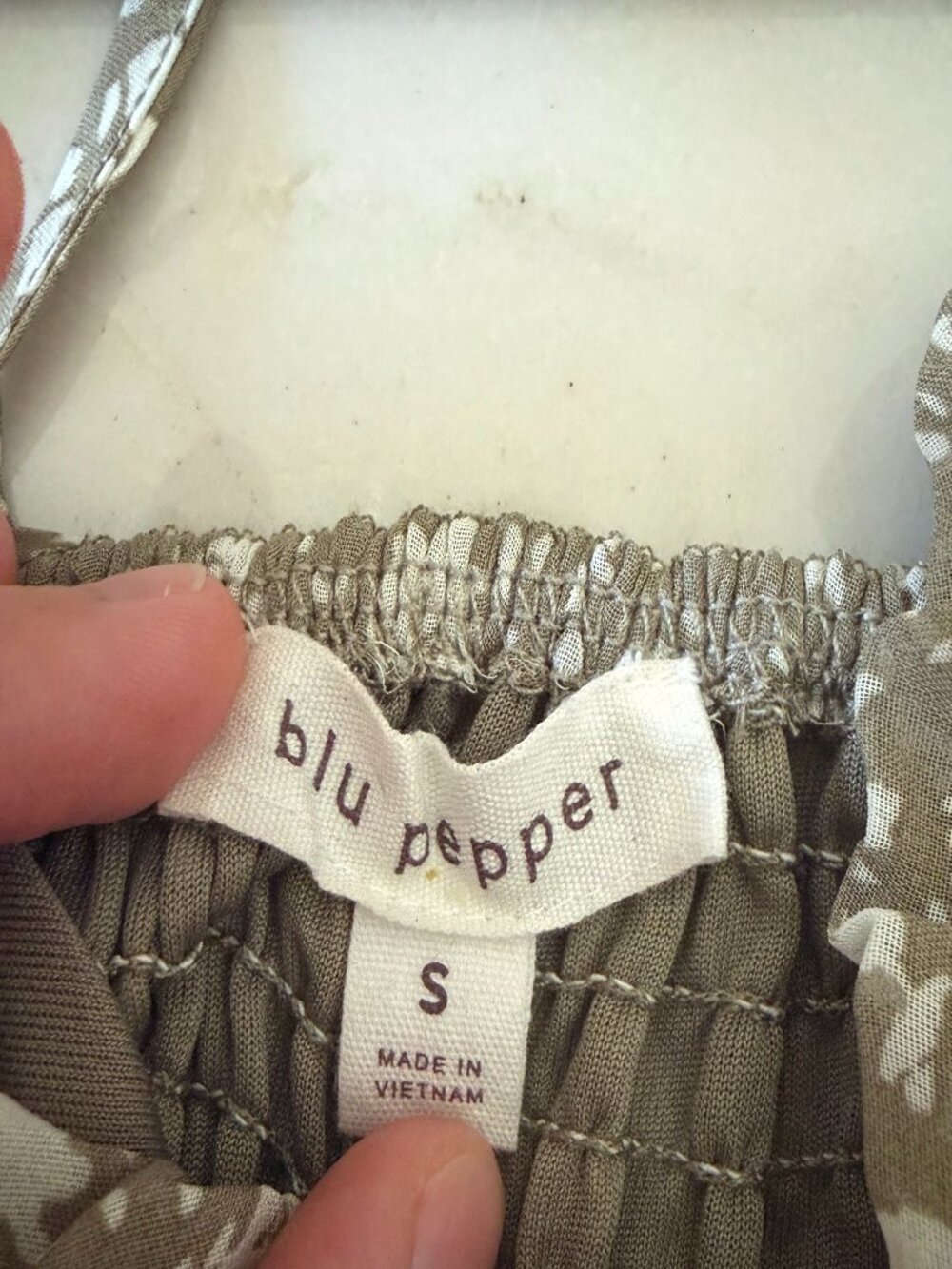 Blu Pepper Babydoll Dress Small Mini Tiered Olive Green Floral Y2K Lined Fairy - Picture 6 of 6
